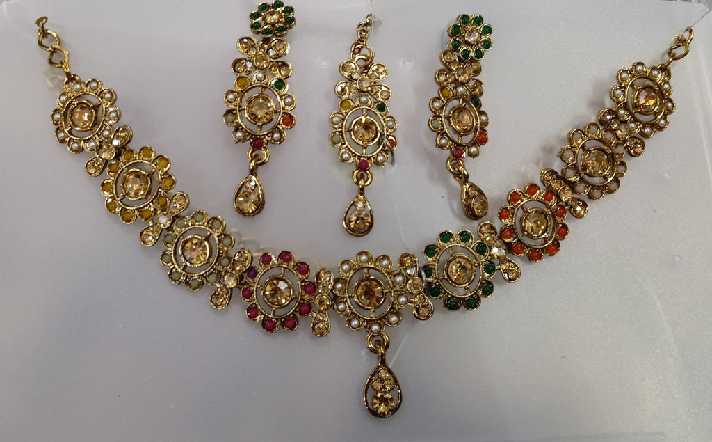 Necklace earing and maang tika js05 - TRSMALL