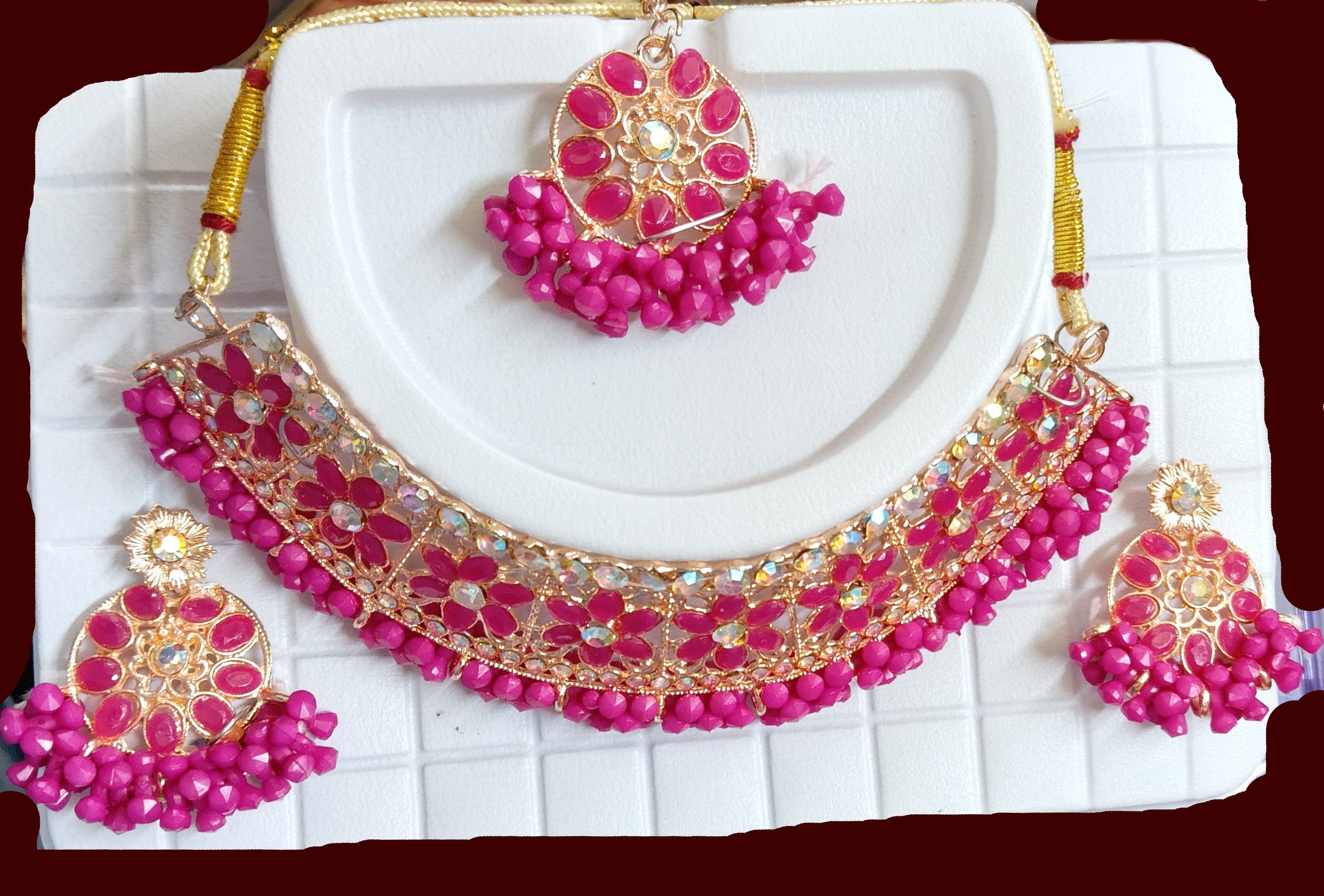 Necklace earing and maang tika js10 - TRSMALL